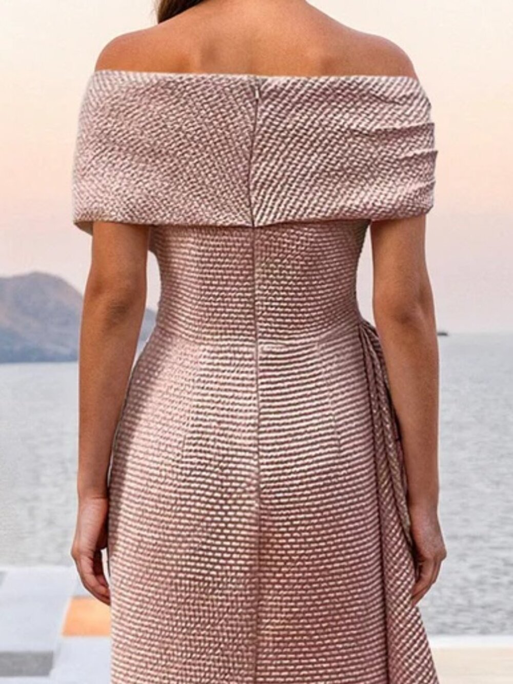 NWT Terani Couture 261M6679 Jacquard Mother of the Bride Dress Rose Gold Size 6 - Picture 4 of 7